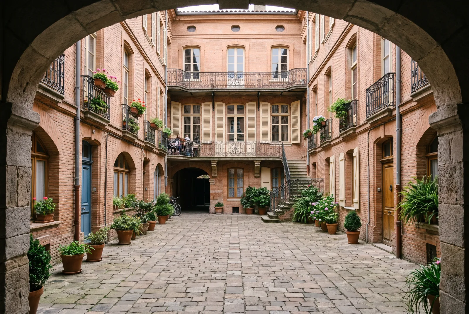 Cour intérieure d'un immeuble à Montauban